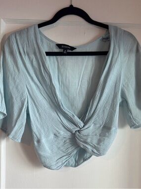 Glassons soft blue twist front blouse